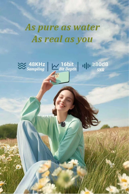 Aurora Sound Q8 Microphone Lavalier dynamique sans fil Annulation du bruit Double LED Éclairage RVB Léger pour l'enregistrement d'entretiens