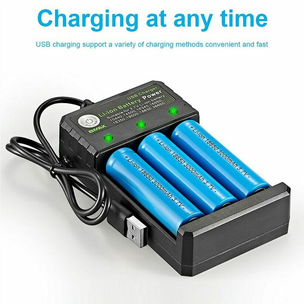 18650 Smart Charger For 18650 3.7v Rechargeable Li-ion Battery Lithium 3 Slot - Picture 1 of 8