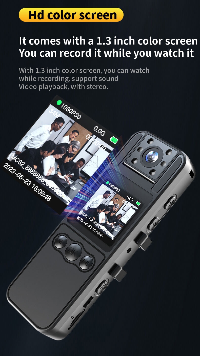 Caméra corporelle FHD 1080P Caméscope corporel avec enregistrement audio et vidéo pour les forces de l’ordre