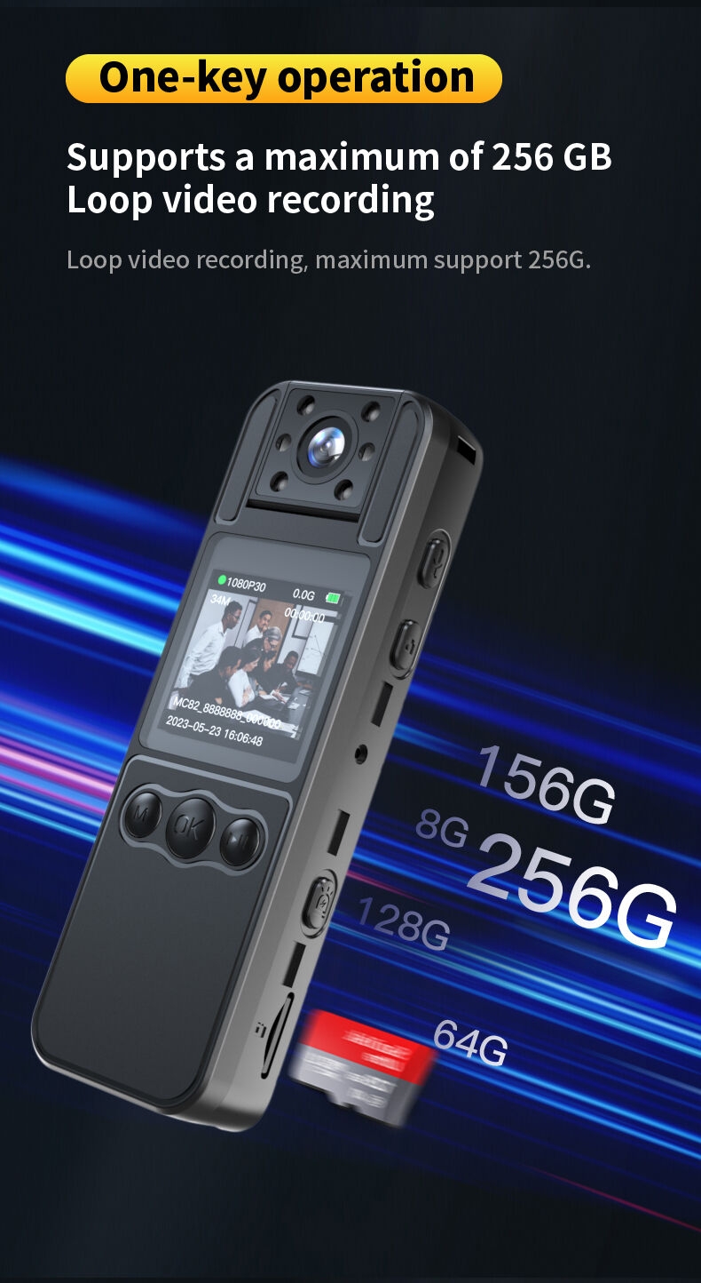 Caméra corporelle FHD 1080P Caméscope corporel avec enregistrement audio et vidéo pour les forces de l’ordre