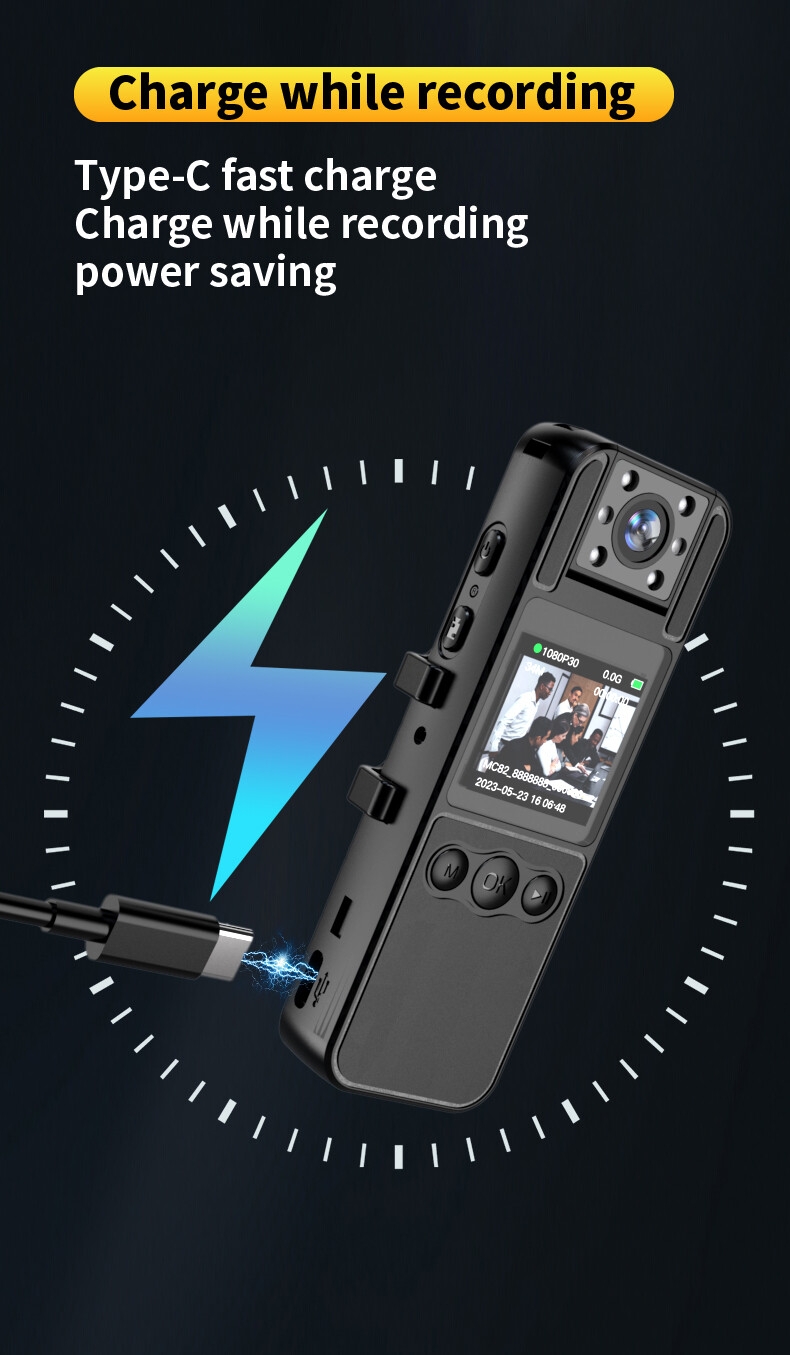 Caméra corporelle FHD 1080P Caméscope corporel avec enregistrement audio et vidéo pour les forces de l’ordre