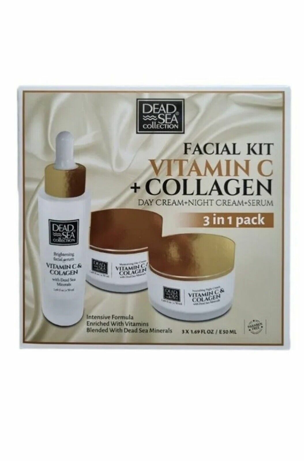 Dead Sea Collection Vitamin C Collagen Facial Kit 3x 50ml Day&night Cream Serum - Picture 1 of 1