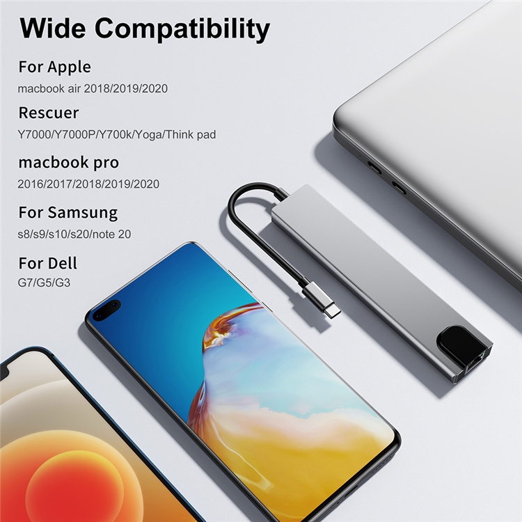 Wiwu — hub Usb 8-en-1, adaptateur multifonction, pour MacBook Pro et ordinateur portable Windows