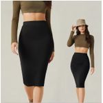 product_image_name-CALLIARA-Jupe midi bodycon noire à haute taille, jupe crayon ajustée pour femme au bureau-1