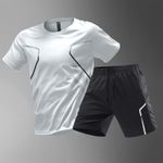 product_image_name-Fashion-Ensemble de sport respirant pour homme, blanc et noir T-shirt blanc et short noir pour le sport-1