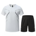 product_image_name-Fashion-Ensemble de sport respirant pour homme, blanc et noir T-shirt blanc et short noir pour le sport-3