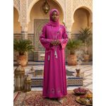 product_image_name-Amitin-Ensemble Jalabé de Luxe avec Hijab Assorti – Tenue Traditionnelle Violette Ornée de Cœurs-1