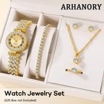 product_image_name-ARHANORY-Montre à quartz de luxe avec collier, bracelet, boucles d'oreilles et bague pour femmes Montres-bracelets élégantes Bijoux-1