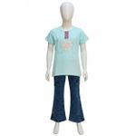 Ensemble 2 Pièces Fille - T-shirt Cœur Pailleté & Pantalon Flare Effet Marbré