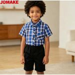 product_image_name-JOMAKE-Chemise à manches courtes pour garçons âgés de 2 à 9 ans, bleu, noir et blanc rétro entremêlés, avec poches et coupe ample.-2