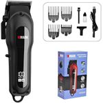 product_image_name-WMARK-Tondeuse à cheveux professionnelle NG-122, coupe à zéro écartement, affichage numérique, lame auto-affûtante, moteur 7000 tr/min, 4 sabots de coupe, réglage de la hauteur de coupe par levier, autonomie 240 min, batterie 2000 mAh-1