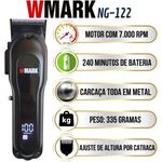 product_image_name-WMARK-Tondeuse à cheveux professionnelle NG-122, coupe à zéro écartement, affichage numérique, lame auto-affûtante, moteur 7000 tr/min, 4 sabots de coupe, réglage de la hauteur de coupe par levier, autonomie 240 min, batterie 2000 mAh-8