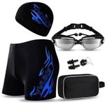 Men's Basic Swimwear Set - Five Piece Set - Black Blue