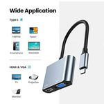 product_image_name-Cable-Adaptateur USB C vers VGA HDMI 2 en 1 en alliage d'aluminium USB 3.1 Type C Type-C vers HDMI 4K 30Hz VGA 1080P Câble adaptateur convertisseur 4K*2K-3