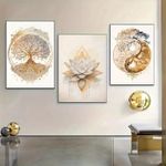 product_image_name-Generic-Ensemble de 3 affiches décoratives artistiques sur toile - Motifs modernes Arbre de Vie et Lotus-1