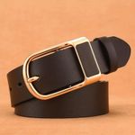 product_image_name-Fashion-Ceinture habillée décontractée classique pour hommes en cuir marron avec boucle ton or-4
