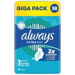 Always Serviettes Hygiéniques Ultra Day Taille 1 Normal avec Ailettes – Giga Pack 38 Pièces