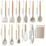 product_image_name-Generic-Ensemble de 12 Ustensiles de Cuisine en Silicone – Antiadhésif, Résistant à la Chaleur, Manche en Bois (Kaki)-2
