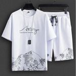 product_image_name-GALUIN-Ensemble 2 Pièces Homme - T-shirt + Short Combinaisons De Sport Et De Loisirs-Blanc-2