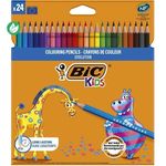 Bic Boîte de 24 Crayons de Couleur – Couleurs Vives – Mine Résistante – Idéal École & Loisirs Créatifs