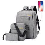 product_image_name-Bro Toumi-Fashion 3 en 1 Sac à dos pour homme sac d'ordinateur couleur unie sac d'école décontracté portefeuille sac de messager-Grey-1