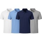 product_image_name-Generic-Pack de 4 Polos Homme en Coton Polyester - Bleu Ciel / Gris / Blanc/ Bleu de Nuit-1