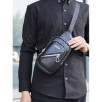 product_image_name-Fashion-Sacoche Bandoulière cuir 3 grande poches - Noir / sac banane-8