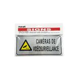 Plaque de Signalisation Caméras de Vidéosurveillance – Effet Métal Argenté – Panneau de Sécurité avec Pictogramme Jaune - Tr 