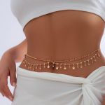 Chaîne de taille décorée de strass, chaîne de ventre superposée pour femmes avec étoile dorée