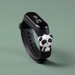 Montre électronique pour enfants bracelet étudiant LED dessin animé Le panda - Noir
