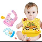 product_image_name-Generic-Bavoir en Silicone pour Bébé de 0 à 6 ans, Imperméable, Doux, Poignées d'Alimentation, Amovible, Lavable-1