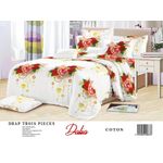 Ensemble Drap en coton et Taies d'oreiller Rouge blanc