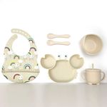 Coffret repas bébé beige silicone pour la diversification 5 pieces