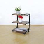 Table de chevet, table d'appoint, table de chevet à 3 niveaux avec étagère de rangement, assemblage facile, acier, petite table rustique en métal pour chambre/entrée/bureau, chêne sauvage