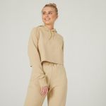 product_image_name-Domyos-Sweat À Capuche Court Fitness Femme - Crop 520 Beige-1