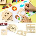 product_image_name-Generic-20pcs Montessori enfants jouets dessin jouets bricolage en bois modèle de peinture pochoirs apprentissage jouets éducatifs pour enfants cadeau-1