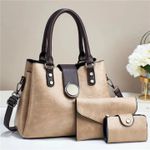 Sac à main en Cuir PU femme 3 pièces , Élégance et praticité au quotidien, Beige