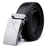 product_image_name-Fashion-Ceinture à cliquet en cuir pour homme avec décoration triangulaire - Noir/Argent-1