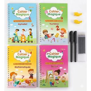 pack 4 cahiers magiques + 2 stylos et 10 recharges