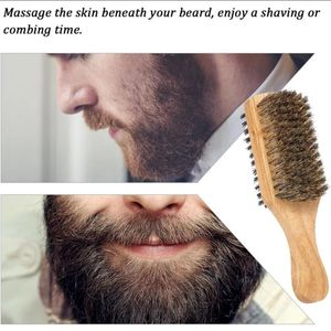 Brosse à cheveux double face en nylon manche en bois  