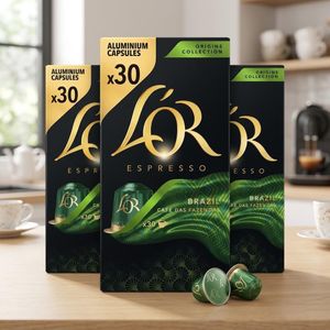 Pack de 3 x 30 Capsules de Café L'OR Espresso Brazil – Intensité 8 – Compatibles Nespresso