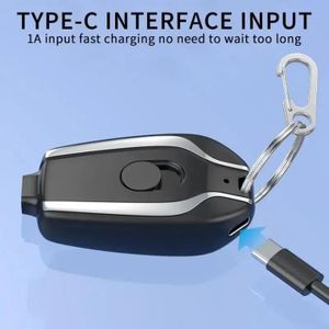 Autre Mini power bank porte-clés 1500mAH portable type C chargeur de batterie externe pour iphone Xiaomi et Samsung  noir