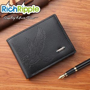 RichRipple Portefeuille court pour homme de style classique rétro, compact et multifonctionnel