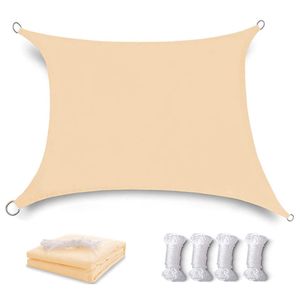 TodyJeyHo Voile d'ombrage, Canopée rectangulaire 3 x 4 m, Protection solaire anti-UV imperméable avec corde pour piscine, terrasse, jardin, pelouse et activités extérieures (kaki 3X4 M)