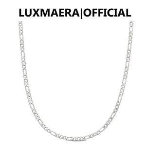Luxmaera Collier Chaîne Figaro en Argent Massif 925 Mixte Femme & Homme, 16–24 Pouces – 4 mm