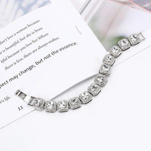CALLIARA Bracelet Carré Luxe à Diamants, Chaîne Cubaine Argentée pour Hommes, Bijou Polyvalent au Design Minimaliste