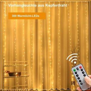 Rideau Lumineux USB 3M Avec Télécommande Et 8 Modes Pour Noël, Mariage, Vacances, Décoration De Chambre à Coucher