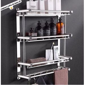 Autre Étagère salle de bain en acier inoxydable, porte-serviettes à 4 niveaux