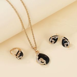 3PCS/Set Gouttelettes d’eau Tendance Ensemble De Bijoux Paon Cristal Série Créative élégante Paon Cristal Exquis