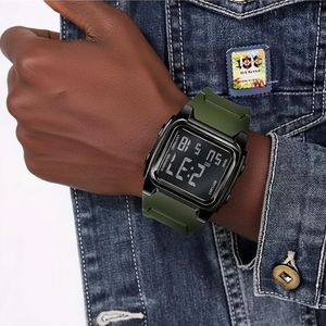 Montre Électronique pour Hommes à Grand Écran - Noir/Vert